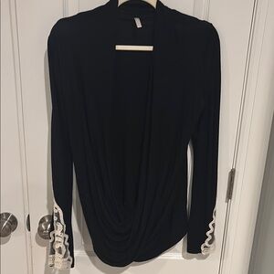 Elegant Black Women's Top with Lace Trim